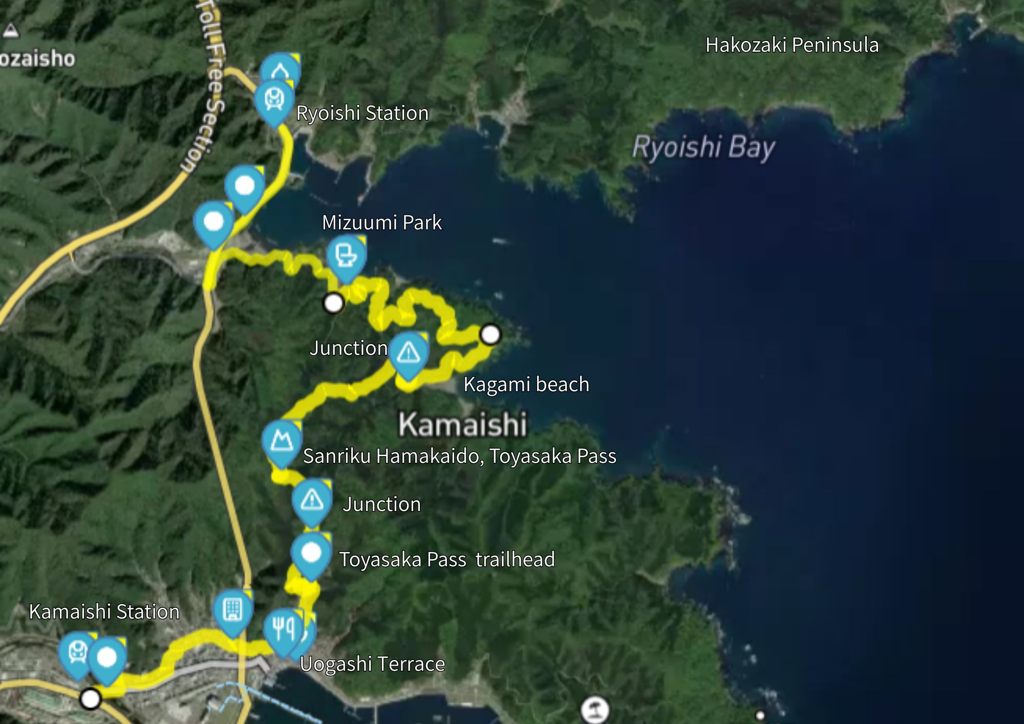 両石駅～釜石駅 鳥谷坂コース